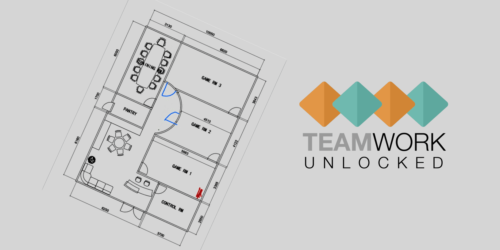 Blueprint of Teamwork Unlocked's training facility