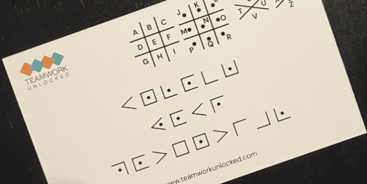 Teamwork Unlocked business card with a puzzle at the back