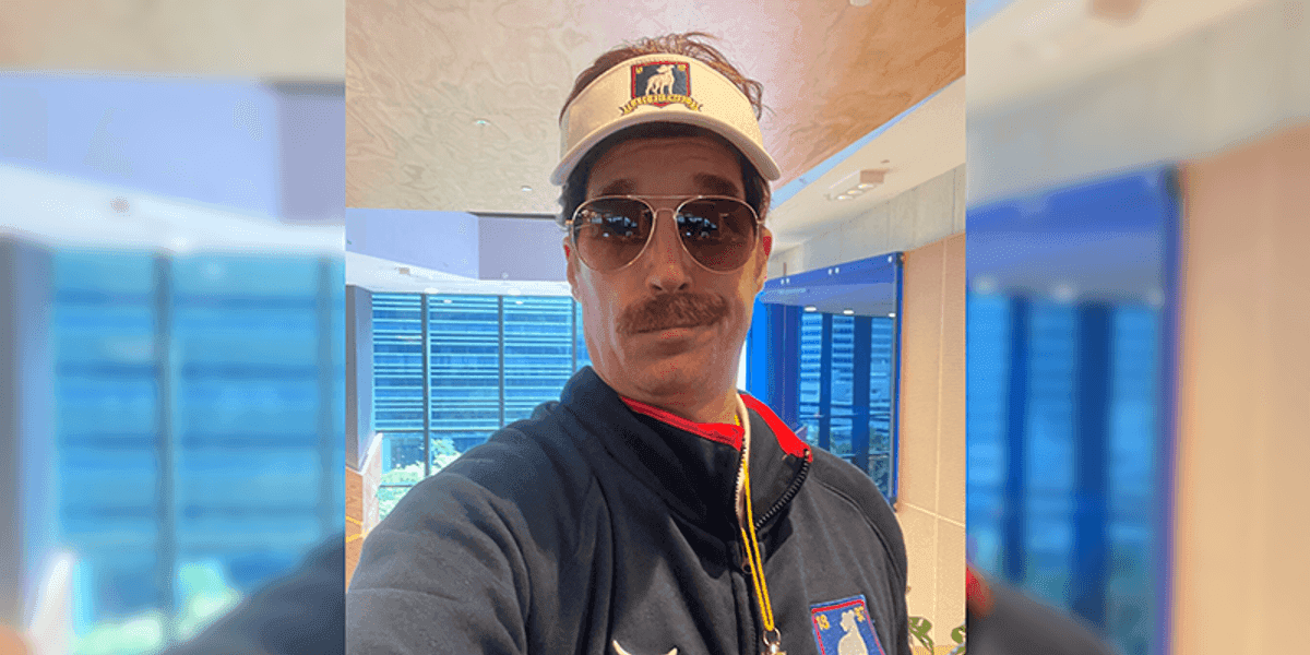Brian dressed up as the character Ted Lasso