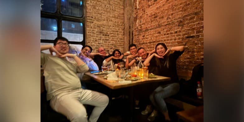 Brian and a team at the bar