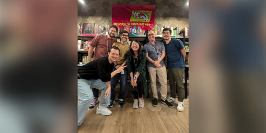 Brian and friends at the Google Singapore board game cafe